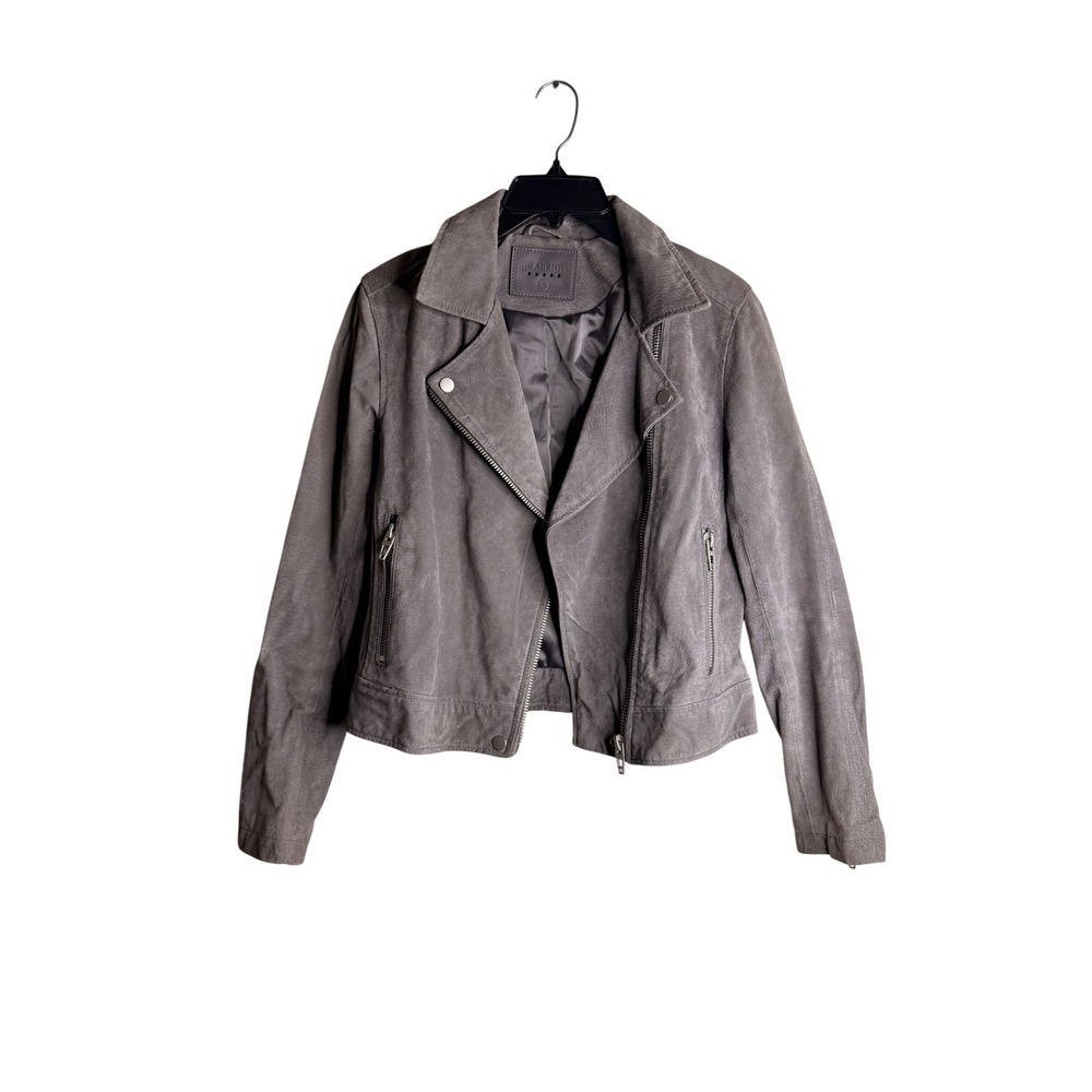 BLANKNYC Suede Moto Jacket Womens S Grey Real Leather Biker Edgy Indie Sleaze